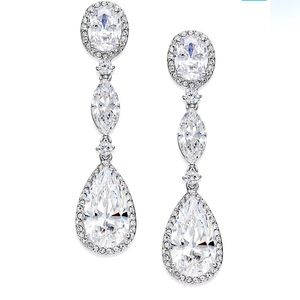 Oval Crystal Drop Earrings